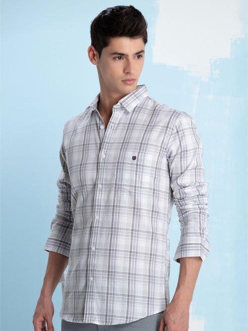 OTTO - L.Brown Checkered Casual Shirt. Trim Fit - OS6G58_1