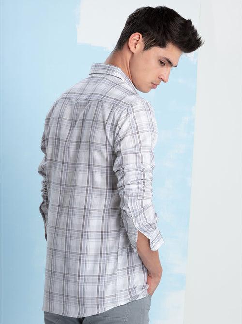 OTTO - L.Brown Checkered Casual Shirt. Trim Fit - OS6G58_1