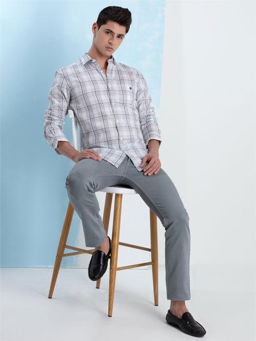 OTTO - L.Brown Checkered Casual Shirt. Trim Fit - OS6G58_1