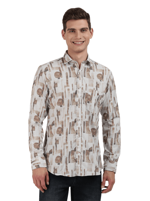 OTTO - Grey Printed Smart Casual Shirt. Slim Fit - AWOGSMC080_GREY