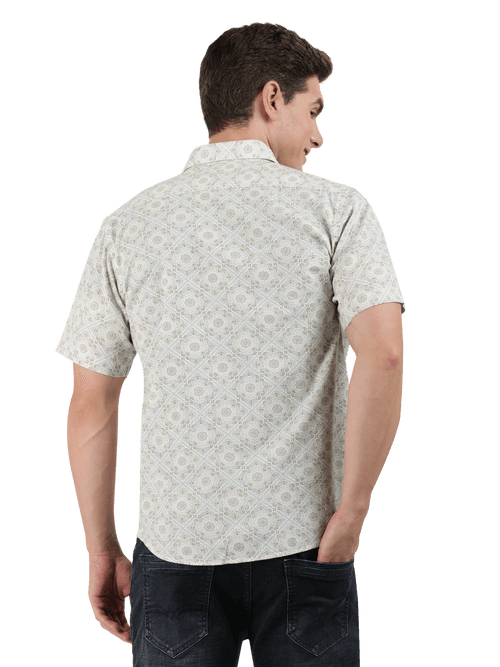 OTTO - Beige Printed Smart Casual Shirt. Relax Fit - AWOGSMC033_BEIGE