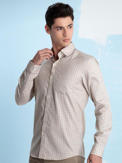 OTTO - Beige Checkered Formal Shirt. Relax Fit - OFJVS4_2