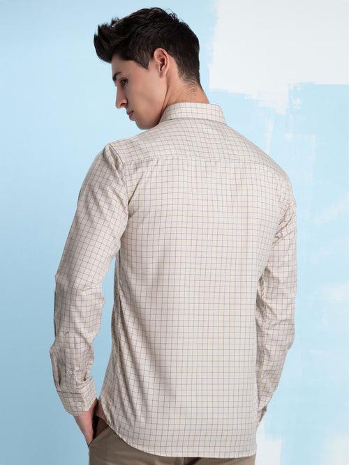 OTTO - Beige Checkered Formal Shirt. Relax Fit - OFJVS4_2