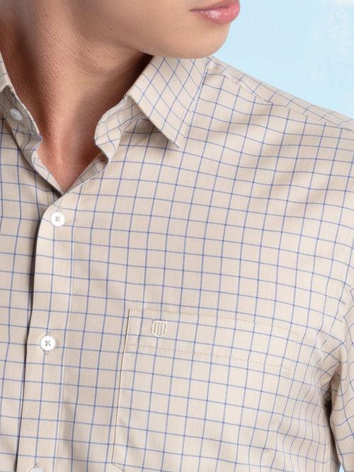 OTTO - Beige Checkered Formal Shirt. Relax Fit - OFJVS4_2