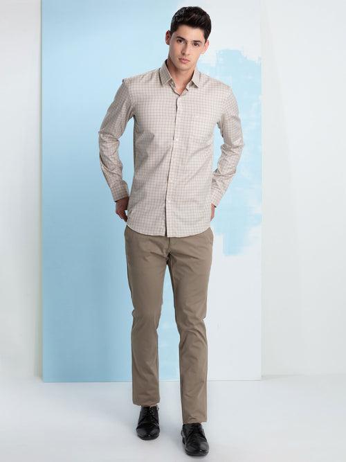 OTTO - Beige Checkered Formal Shirt. Relax Fit - OFJVS4_2