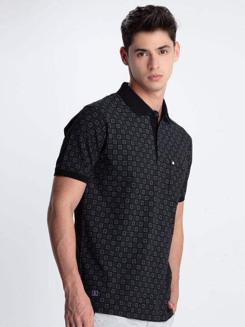 OTTO - Black Graphic Polo T Shirt - HSES34106_1