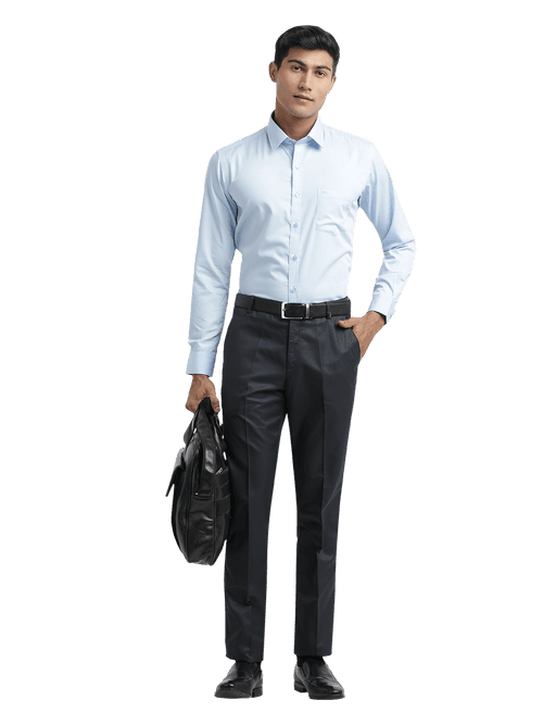 Light Blue Twill Solid Formal Shirt - RUMBLE_2