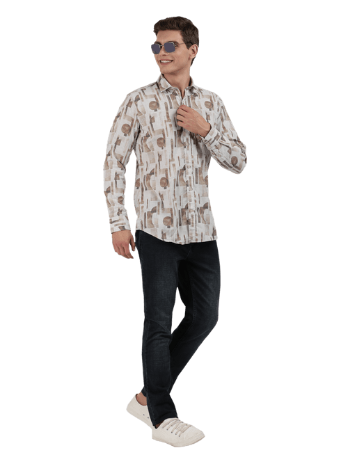 OTTO - Grey Printed Smart Casual Shirt. Slim Fit - AWOGSMC080_GREY