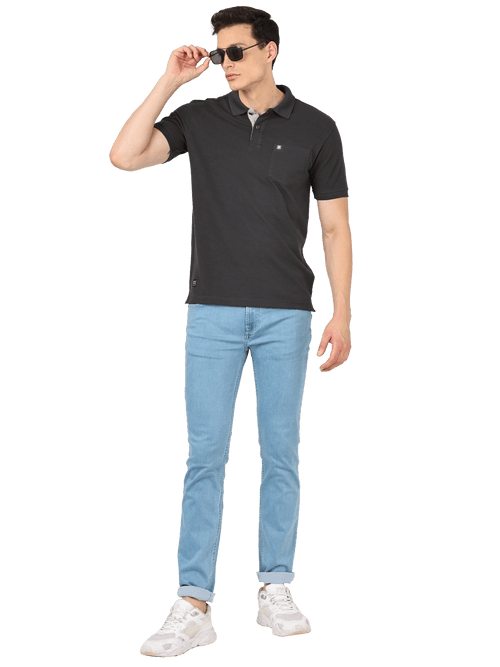 OTTO - Charcoal Plain Polo Collar T Shirt - CHARLES_CHARCOAL