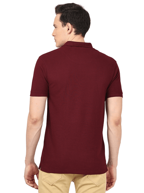 OTTO - Maroon Plain Polo Collar T Shirt - CHARLES_MAROON