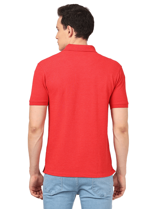 OTTO - Red Melange Plain Polo Collar T Shirt - EDWARD_RED MELANGE