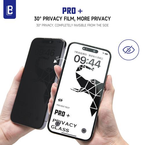 iPhone 15 Series Privacy Glass PRO+ Dust-Free Box 9H Screen Protector