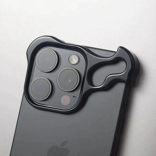 iPhone 15 Pro Bumper Case: Minimalist Titanium Metal Frame with Camera Rings