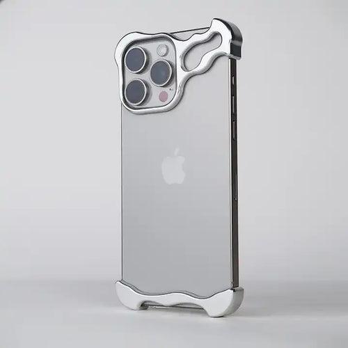 iPhone 15 Pro Bumper Case: Minimalist Titanium Metal Frame with Camera Rings