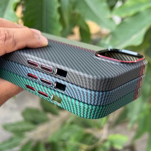 iPhone 15 Cover: Real Aramid Carbon Fiber Three Color Kevilar Case