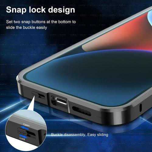 iPhone 14 Plus Metal Cover : [Front Screen Guard + Back Case] Magnetic Lock with MagSafe Stand
