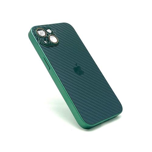 iPhone 13 Cover : New Carbon Fiber Pattern AG Glass Case with Camera Lens Protection