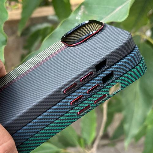 iPhone 15 Pro Cover: Real Aramid Carbon Fiber Three Color Kevilar Case