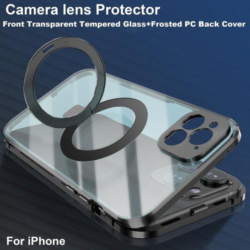 iPhone 14 Pro Max Metal Cover : [Front Screen Guard + Back Case] Magnetic Lock with MagSafe Stand