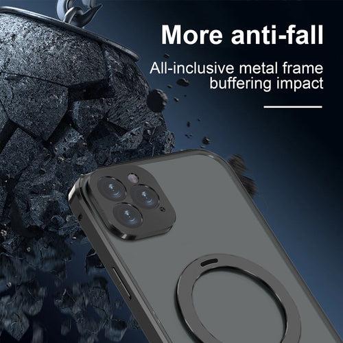 iPhone 14 Pro Max Metal Cover : [Front Screen Guard + Back Case] Magnetic Lock with MagSafe Stand