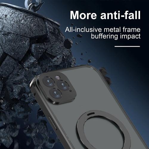 iPhone 14 Metal Cover : [Front Screen Guard + Back Case] Magnetic Lock with MagSafe Stand