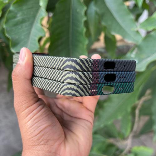 iPhone 15 Cover: Real Aramid Carbon Fiber Three Color Kevilar Case