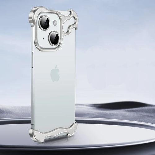 iPhone 15 Bumper Case: Minimalist Titanium Metal Frame with Camera Rings