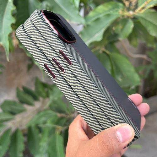 iPhone 15 Pro Cover: Real Aramid Carbon Fiber Three Color Kevilar Case