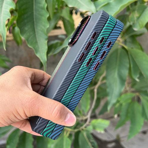 iPhone 15 Pro Cover: Real Aramid Carbon Fiber Three Color Kevilar Case