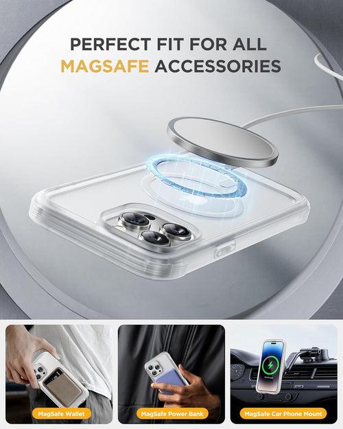 iPhone 15 Pro - Matte Clear : Cases Villa 360° Protection Case 9H Tempered Glass Cover with MagSafe