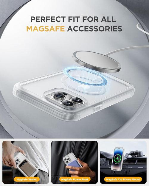 iPhone 15 Pro Max - Matte Clear : Cases Villa 360° Protection Case 9H Tempered Glass Cover with MagSafe
