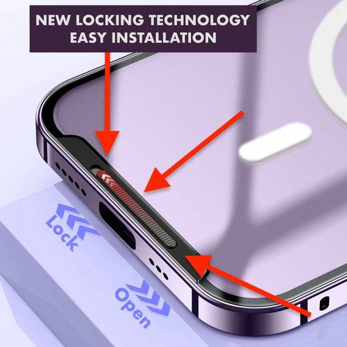 iPhone 13 & 14 Series : Metal Upgraded Lock MagSafe Cover with Camera Lens Protector