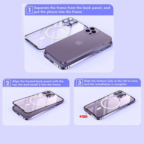 iPhone 14 Pro Max Case : Metal Upgraded Lock MagSafe Cover with Camera Lens Protector