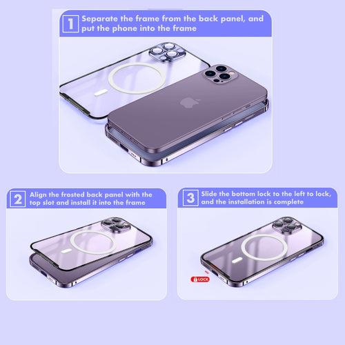 iPhone 14 Pro Case : Metal Upgraded Lock MagSafe Cover with Camera Lens Protector