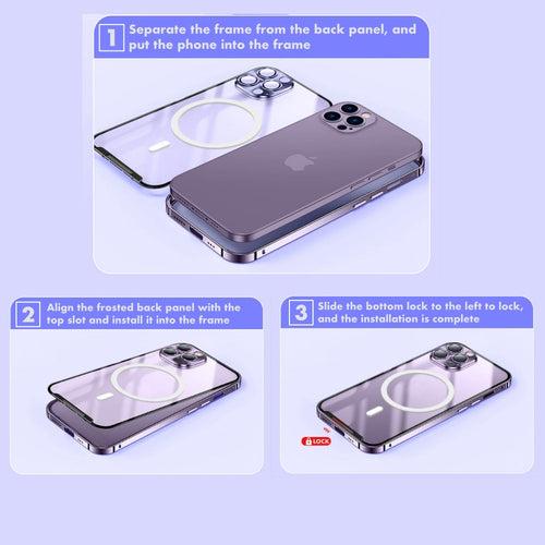 iPhone 14 Plus Case : Metal Upgraded Lock MagSafe Cover with Camera Lens Protector