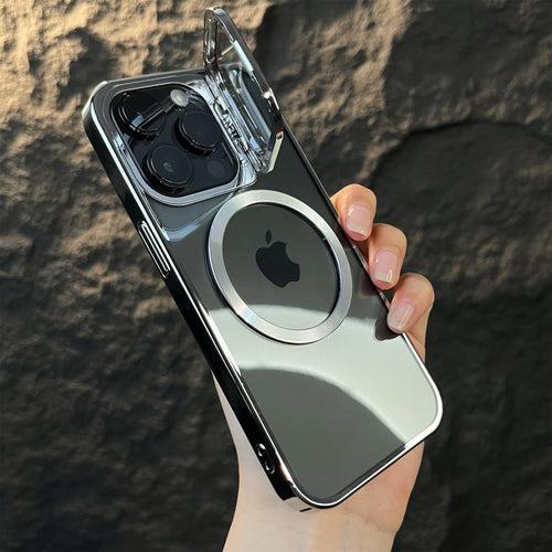 iPhone 13 Case - New Plating MagSafe Cover with Transparent Camera Stand