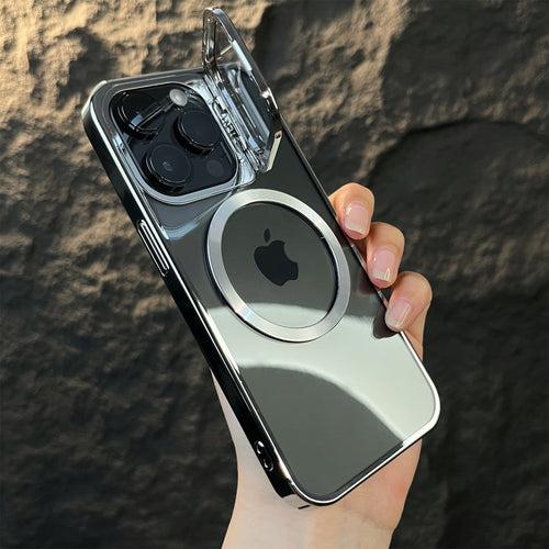 iPhone 13 Pro Case - New Plating MagSafe Cover with Transparent Camera Stand