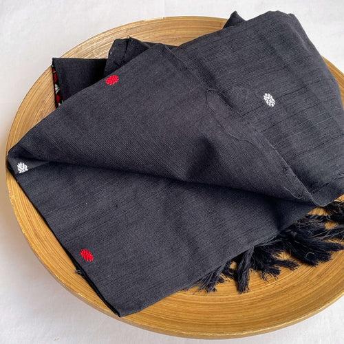 Black Assam weave cotton stole