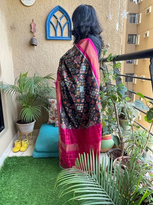 Black Silk Ikkat Dupatta