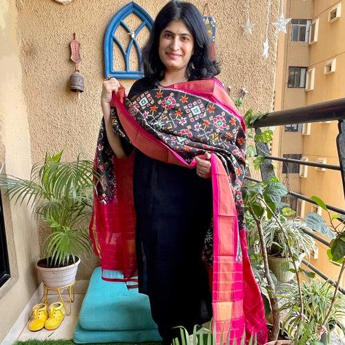 Black Silk Ikkat Dupatta