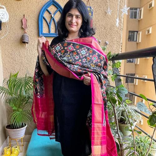 Black Silk Ikkat Dupatta