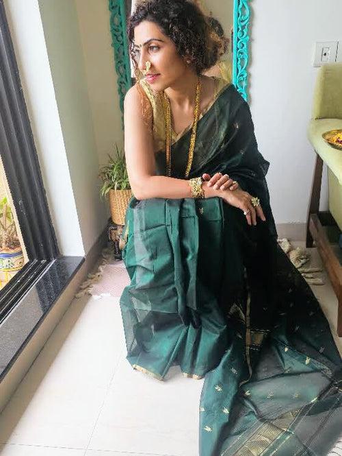 Green Maheshwari Saree ~ Rang collection