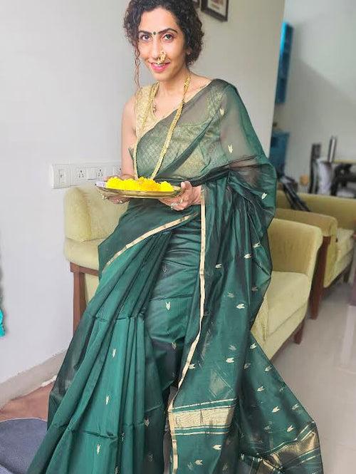 Green Maheshwari Saree ~ Rang collection