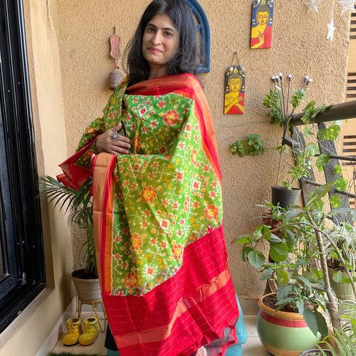 Green Pochampally Silk Dupatta