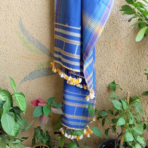 Blue Bhujodi cotton stole