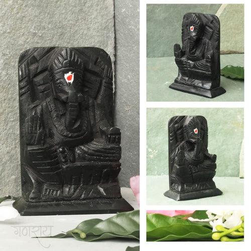 Black Stone- Lucky Left Trunk Ganesha Idol