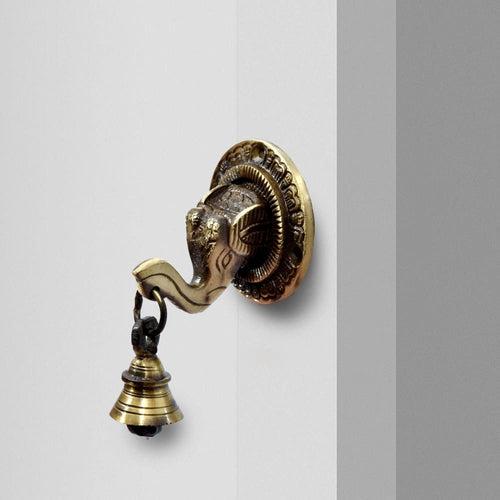 Brass Decorative Elephant Face Wall Bell