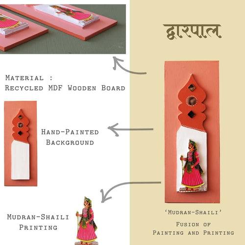 Dwarpal- Gatekeeper- Mudran Shaili Wall Decor Panel- Pink- Set of 2