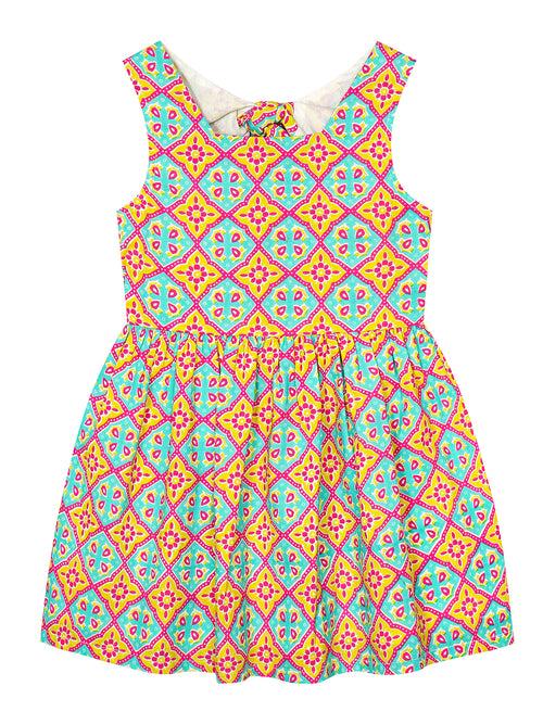 Girls Cotton All Over Printed Dress