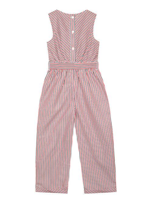 Crimson Blossoms Striped Jumpsuit